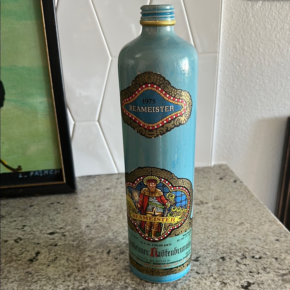 UEC Vintage Decorative Pottery Bottle - Shades of Blue and Yellow10.75" tall